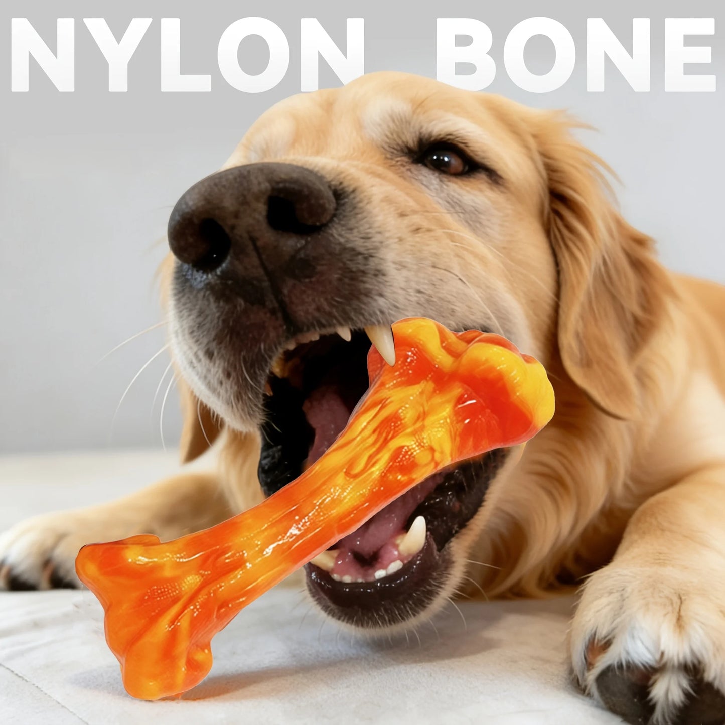 3 Pack Indestructible Dog Chew Toys for Aggressive Chewers, Tough Heavy Duty Bone Toys for Large Medium Dogs, Durable Puppy Teething Toys for Boredom, Long Lasting Dental Care Pet Toys, Purple/Red/Orange Set