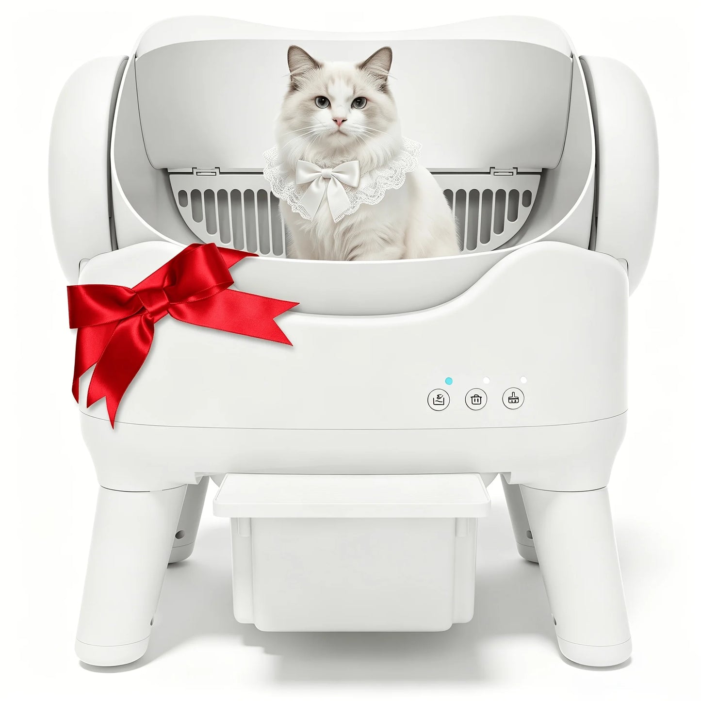 Automatic Self-Cleaning Litter Box, Large Capacity 4.23gal Waste Bin For Multiple Cats, Open Top Design, Removable Washable Liner, Odor Control, Includes 1 Cat Litter Mat, Without Battery