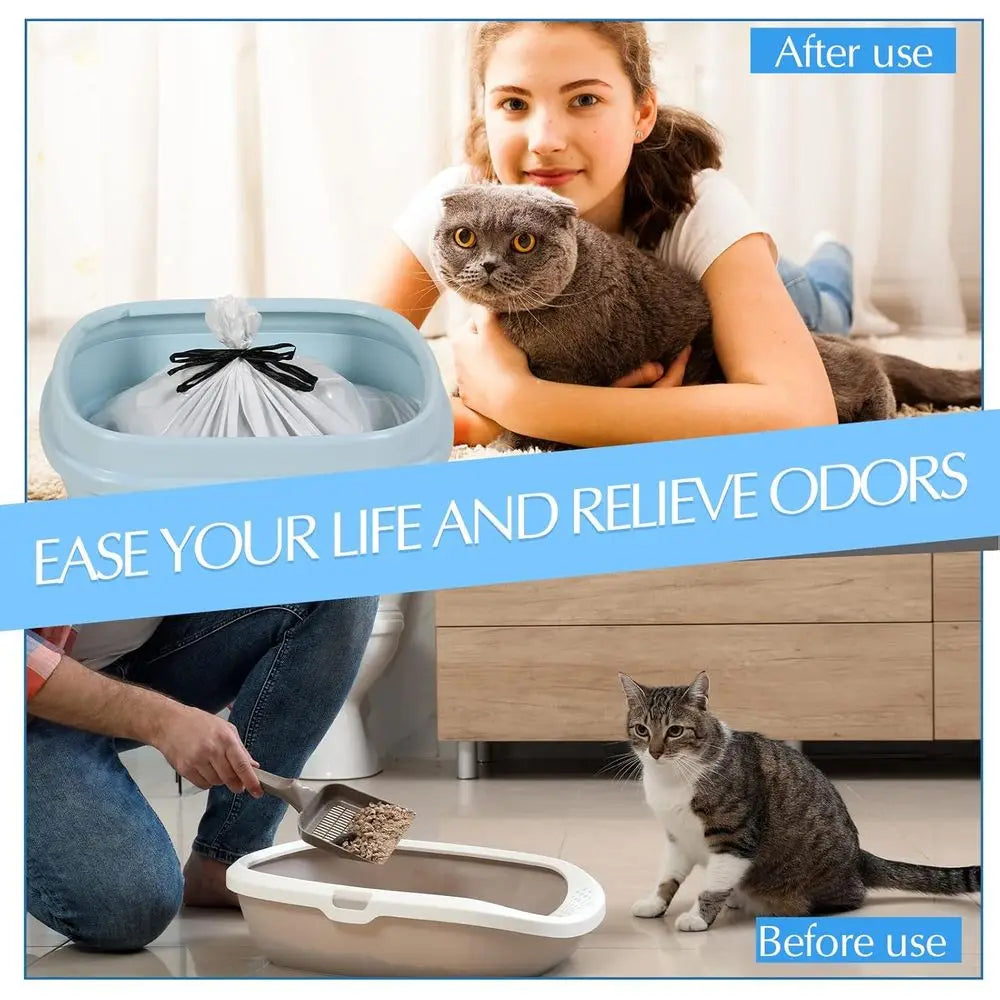 84 Count Siting Litter Box Liners, Jumbo Siting Cat Litter Bags with Holes, 31 x 18 Inch 22 lb acity Portable Thick Scratch Resi