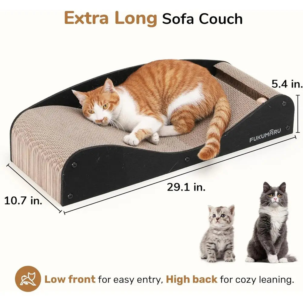 Cardboard Cat Scratcher Bed, Extra Large 29.1 Inch Cat Scratch Pad | Cat Scratching Bed Couch Indoor, Natural Multifunctional, H
