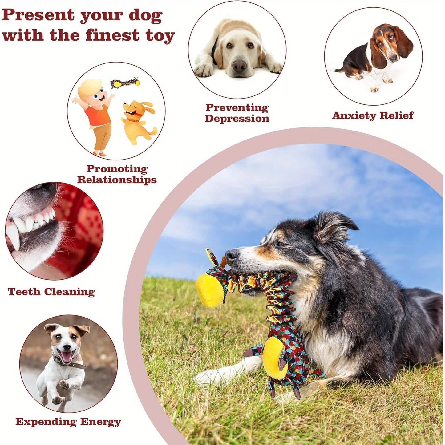 Indestructible Tough Dog Toy For Aggressive Chewers Durable Dog Chew Toy For Large Breeds, Made With Plush Material And Crinkle Paper Ultra-Strong Chew Toy For Powerful Dogs