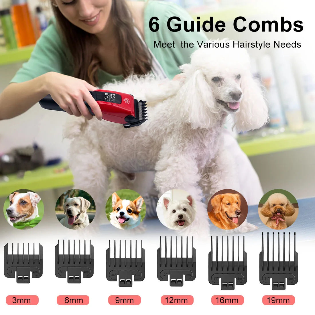 Hatteker Pet Clipper Professional Dog Hair Trimmer Cat Grooming Shaver Charged Electric Pet Cutting Machine for Small Big animal