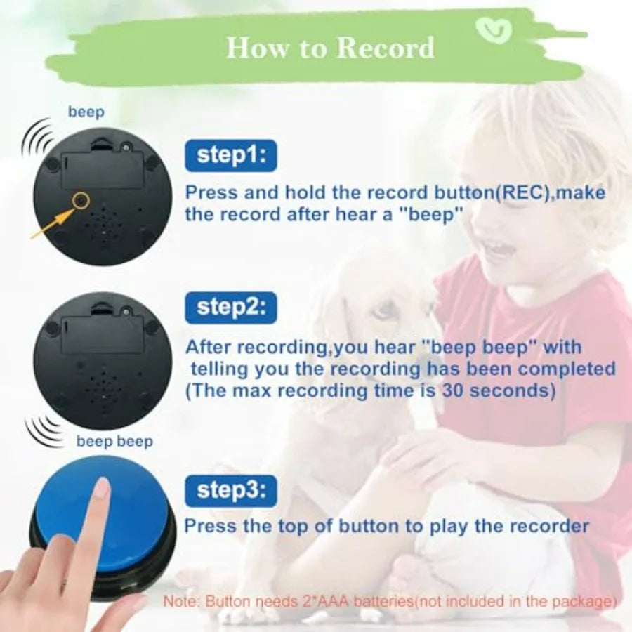 Set of 4 Dog Buttons for Communication, Voice Recordable Buttons for Classroom, Dog Training Talking Buttons Starter Set, Pet E
