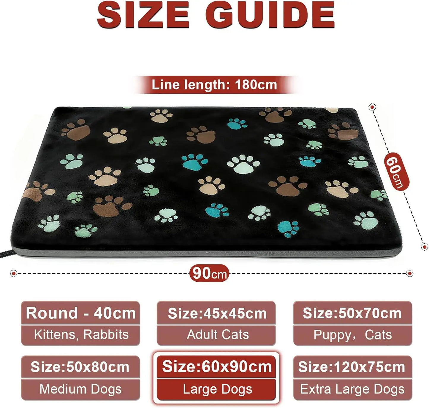 Large Dog Heating Pad with Smart Thermostat, UL Certified, Waterproof and Plush Cover for Pet Comfort