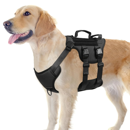 Escape Proof Dog Harness Soft Padded Full Body Pet Harness Reflective Adjustable No Pull Vest with Lift Handle And Leash Clip for Large Dogs Walking Hiking Training