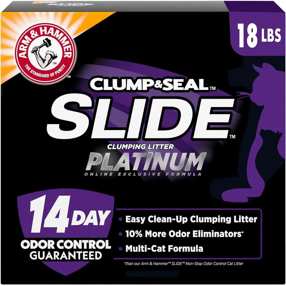 SLIDE Platinum Multi-Cat Clumping Litter, Easy Clean Technology, 14-Day Odor Control, 18 lbs