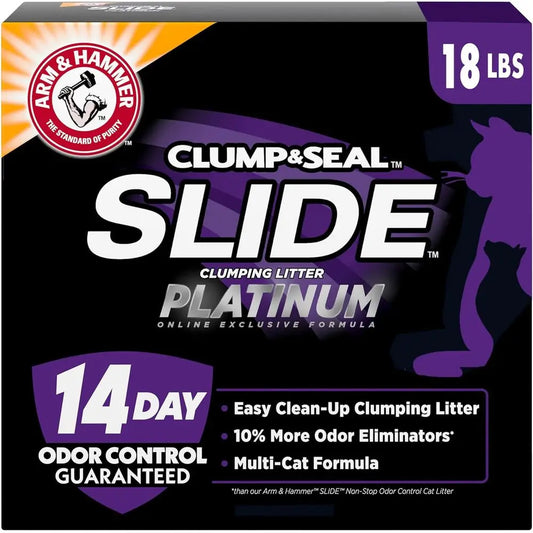SLIDE Platinum Multi-Cat Clumping Litter, Easy Clean Technology, 14-Day Odor Control, 18 lbs