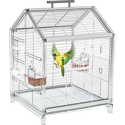 20.5 inch Small Bird Cage, Parrot Cage, Portable Bird Carrier, Travel Carrier Cage, Home, Outing, Pet Clinic, Temporary Placemen
