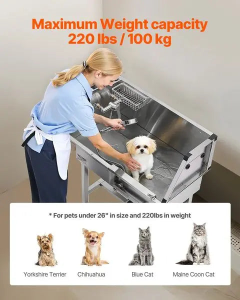 34' Dog Grooming Bath Tub StainlSteel w Stairs Faucet Showerhead