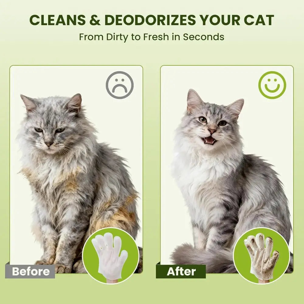 Hypoallergenic Pet Glove Wipes For Dogs Cats No Rinse Deodorizing