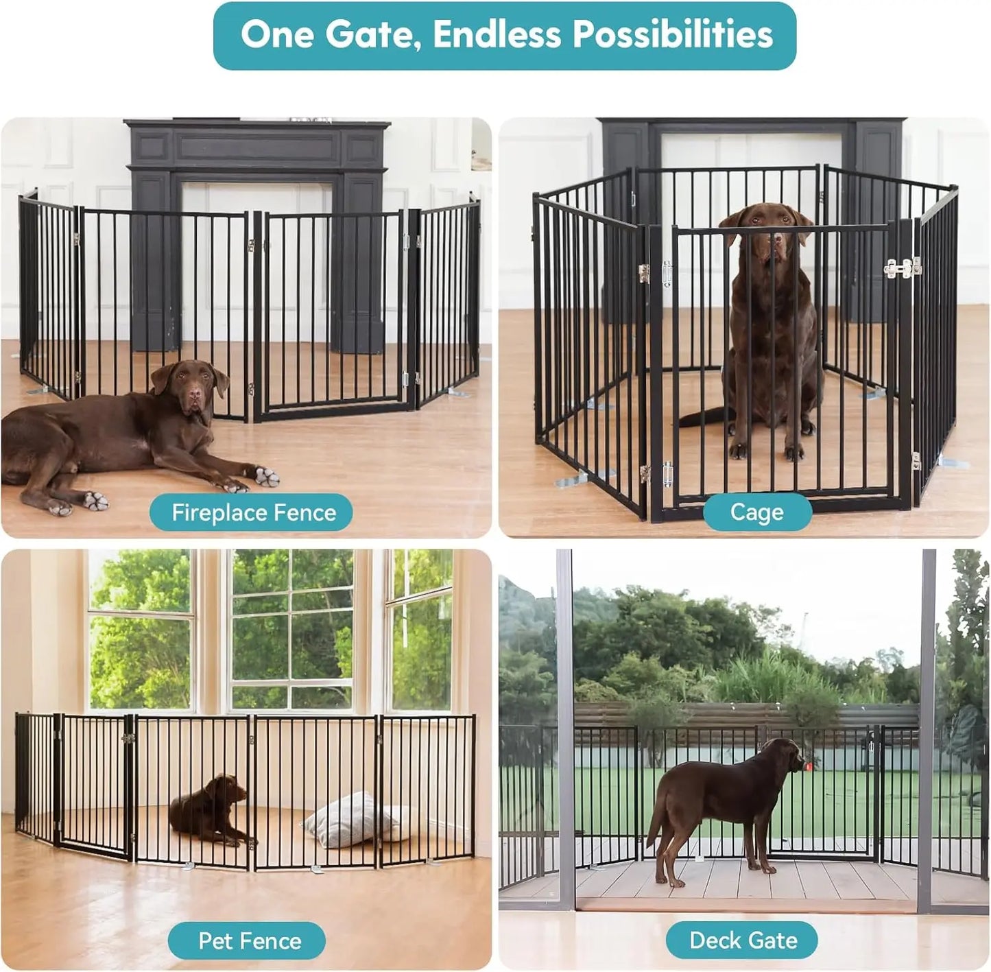 Free Standing Dog Gate With Door For Indoor Outdoor