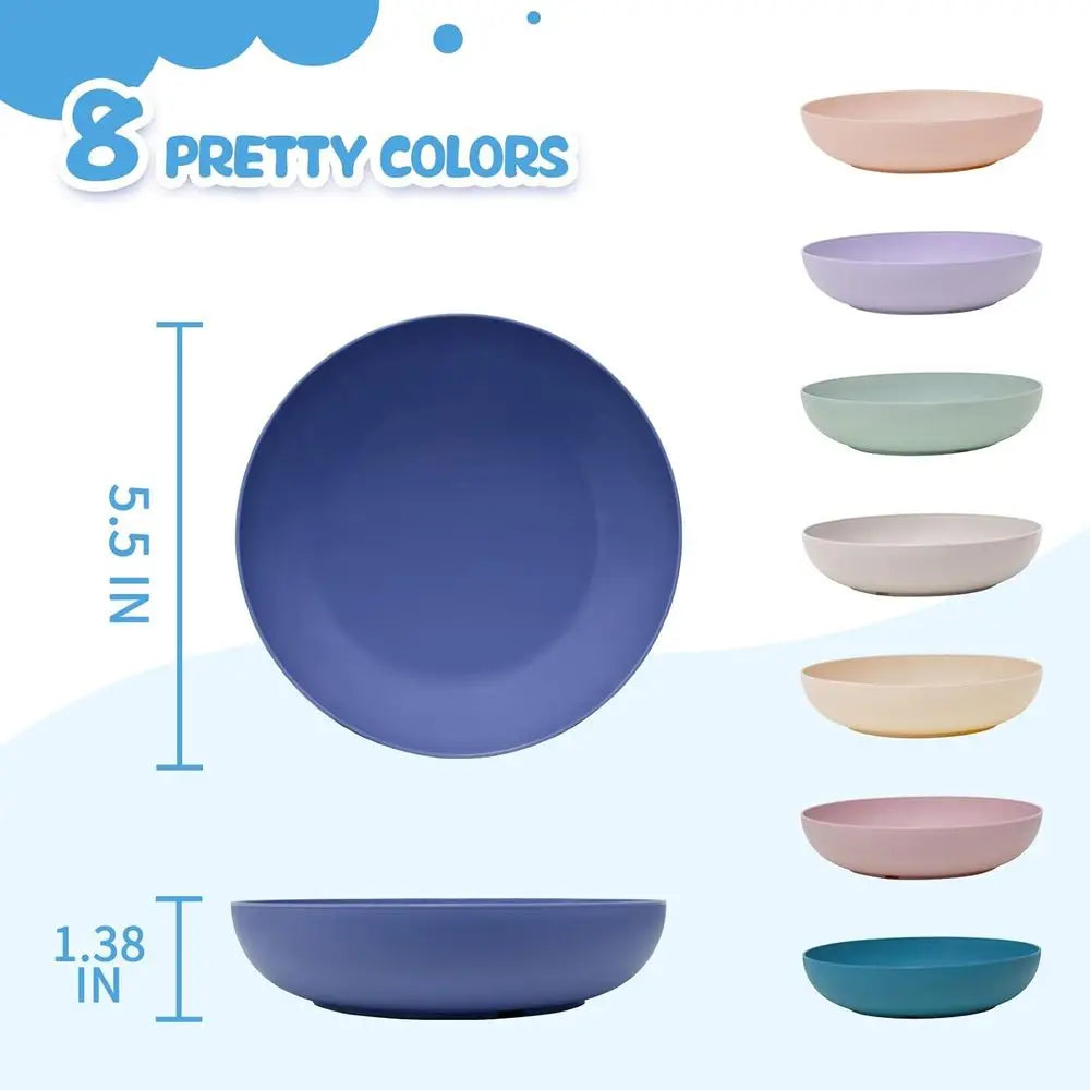 Shallow Wide Pet Food and Water Bowl, Durable Wheat StCat Bowls for Indoor Outdoor Cats