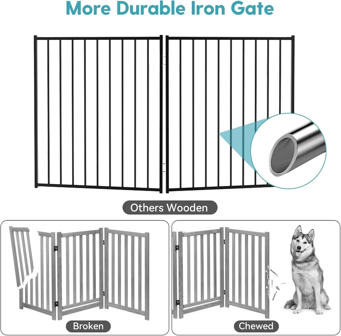 Free Standing Dog Gate With Door For Indoor Outdoor