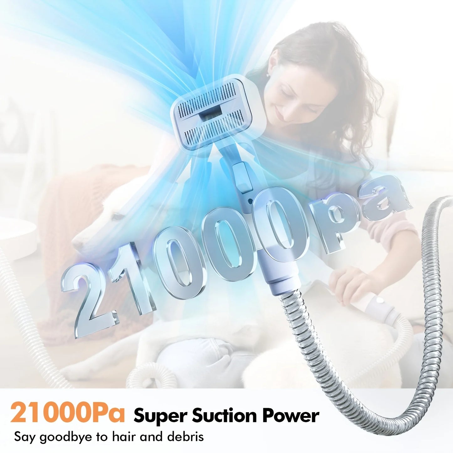 Pet Grooming Vacuum Set: Dog Shedding Vacuum with Grooming & Hair Dryer Functions, 9-in-1 Pet Brush Vacuum Equipped with Electric Clippers, 24KPa Adjustable Speed & Temperature - 104.82oz Dust Bin