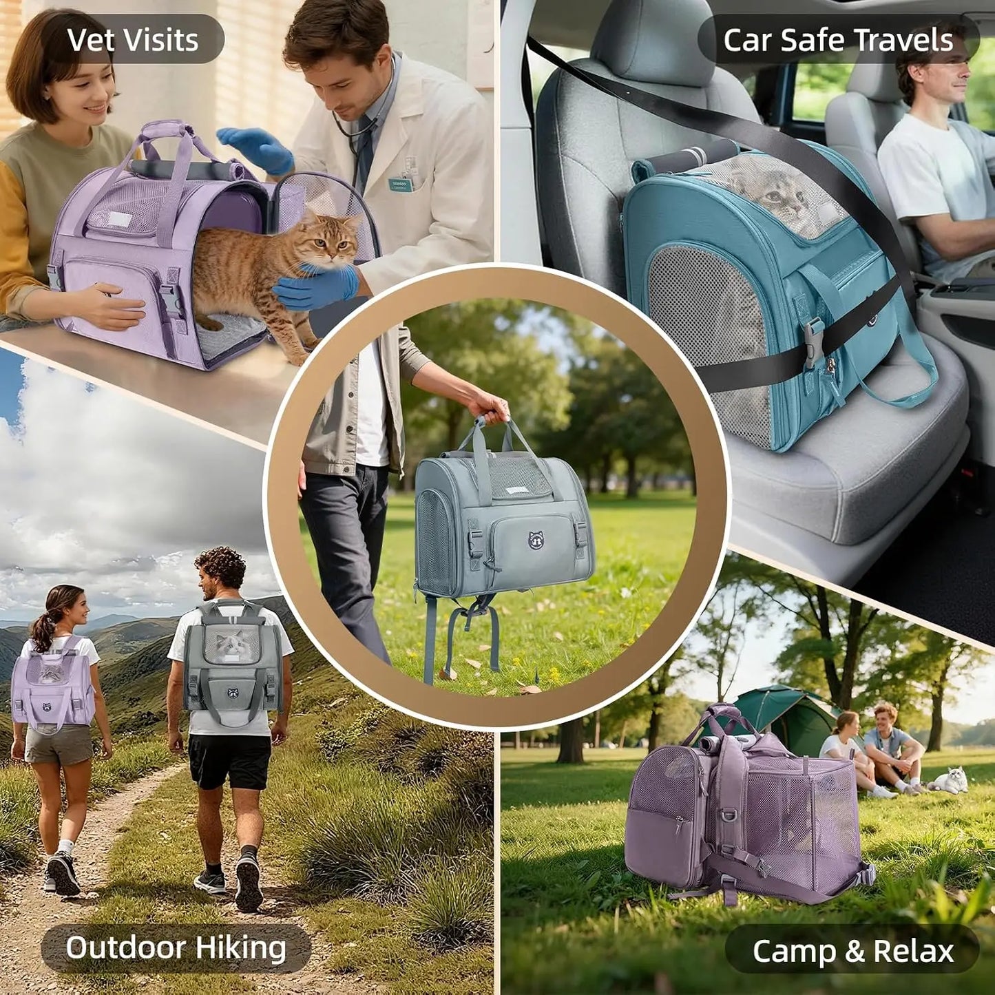 Expandable Cat Carrier Backpack for Large Cats - Airline Approved Pet Backpack for Travel, Hiking, Waterproof with Breathable Mesh, Up to 22lbs