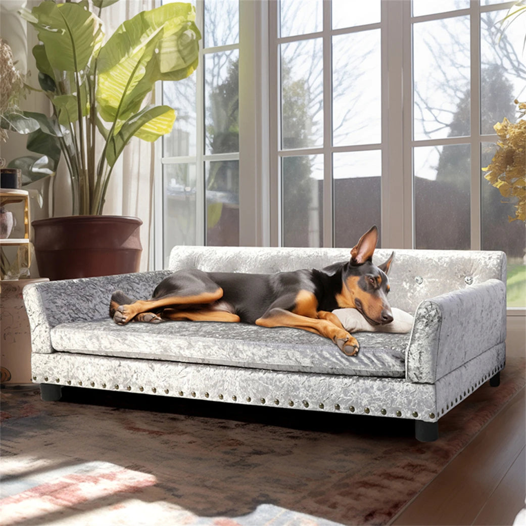 Heavy Duty Pet Sofa Large Raised Dog Bed Cushioned Sofa Softly Pet Cat Bed Puppy Sofa Couch Lounge Bed