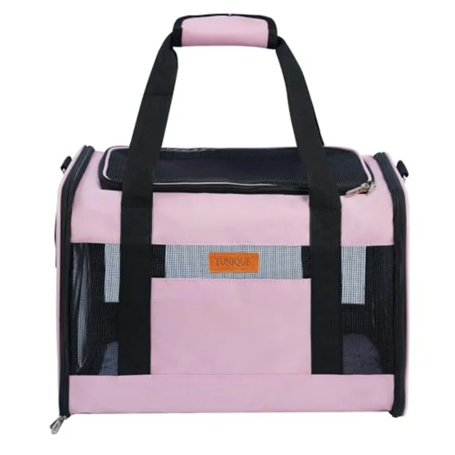 Soft-Sided Cat and Dog Carrier for Pets Up to 15 Lbs, Airline Approved Collapsible Travel Puppy Carrier with Lightweight Fabric