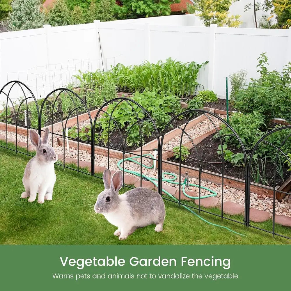 Arched Garden Fence, 16.5 in No Dig Black Metal Border | Recycled Material Certified to GRS; 6 Arched Panels Create Decorative B