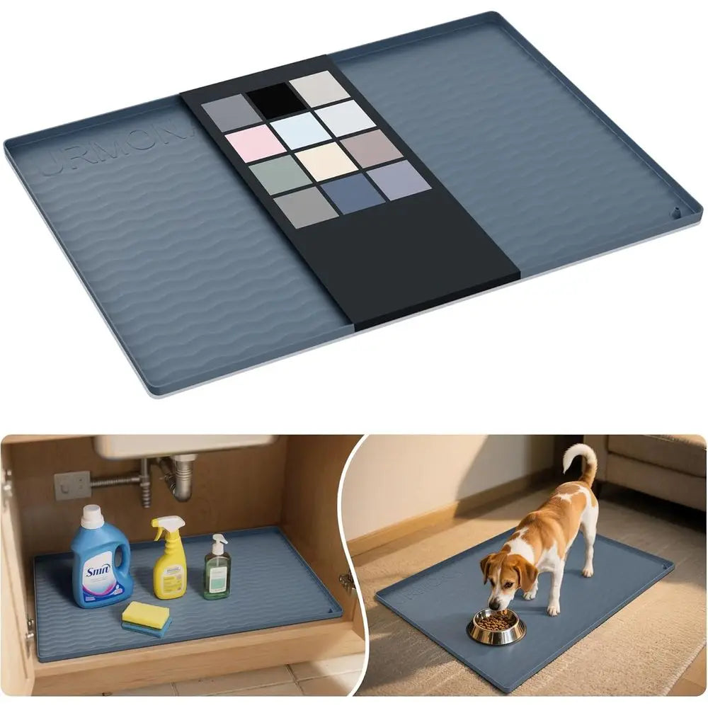 Silicone Under Sink Mat 31 x 22 Liner, Kitchen and Bathroom, Cabinet and Counter Protector, Storage and Organizers, Litter Mat,
