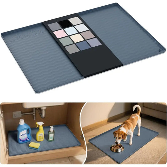 Silicone Under Sink Mat 31 x 22 Liner, Kitchen and Bathroom, Cabinet and Counter Protector, Storage and Organizers, Litter Mat,