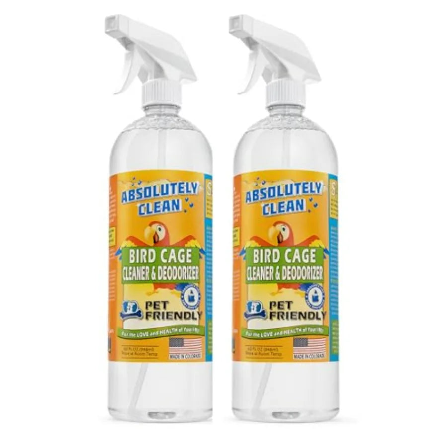 Absolutely Clean Amazing Bird Cage Cleaner and Deodorizer - Just Spray/Wipe - Safely and Easily Removes Bird Messes Quickly and
