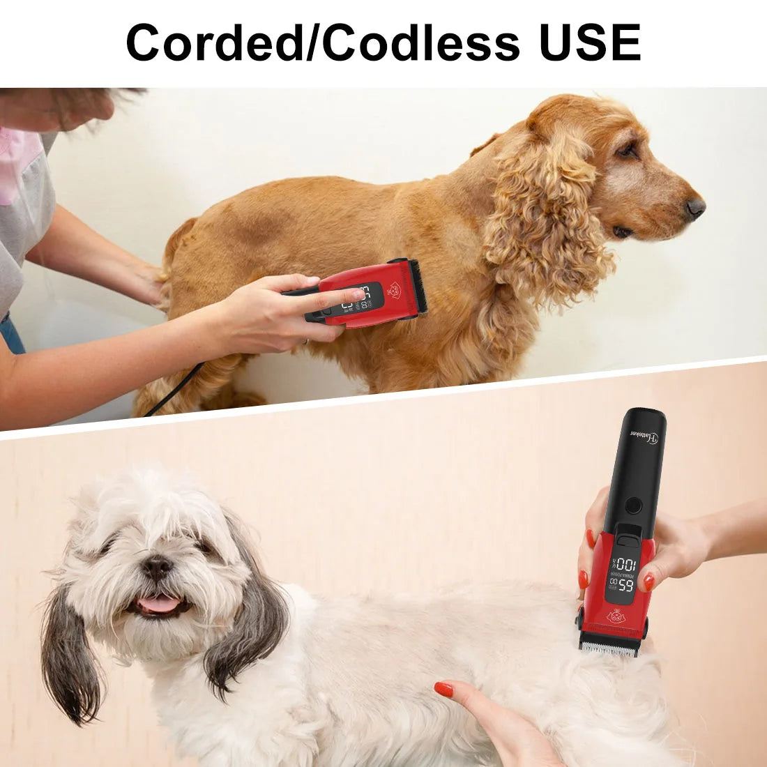 Hatteker Pet Clipper Professional Dog Hair Trimmer Cat Grooming Shaver Charged Electric Pet Cutting Machine for Small Big animal