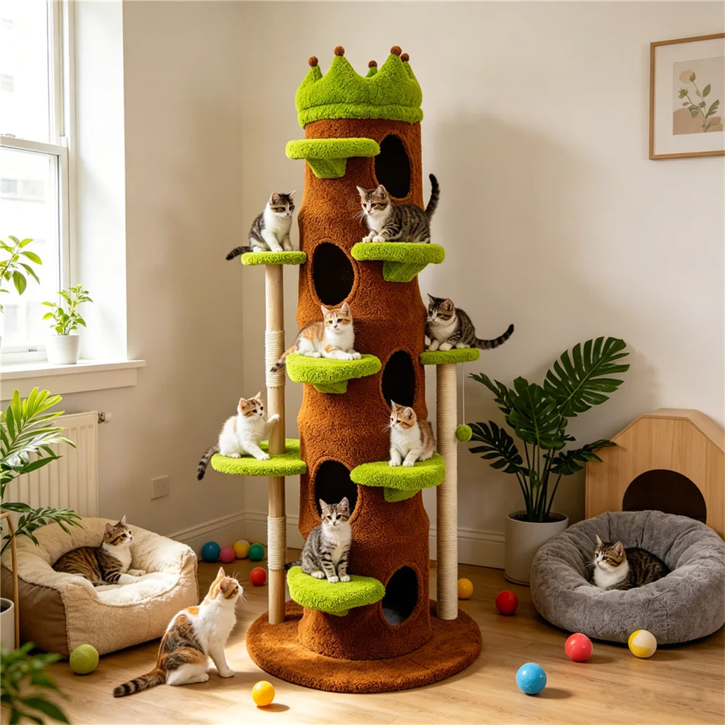 BORWART Cat Tree Tower With Scratching Post And Activity Center