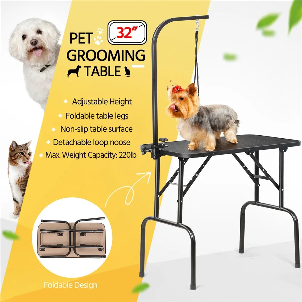 Costoffs Pet Foldable Grooming Table Dog Cat Beauty Trimming with Height Adjustable Arm Folding Legs Halloween Pet Grooming Table for Home or Professional Pet Store Uses