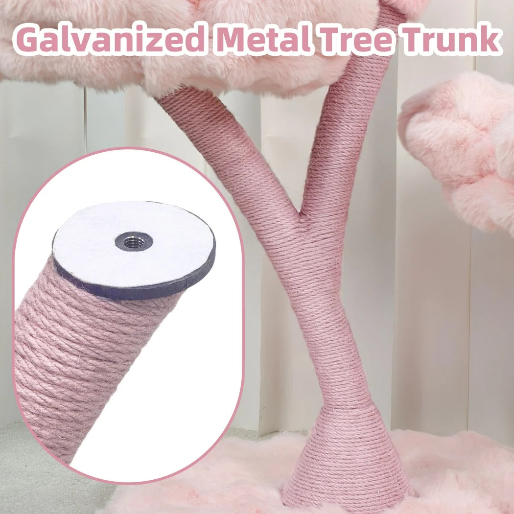 BORWART Cat Tree Tower With Scratching Post Cushioned Bed And Hanging Ball Toy
