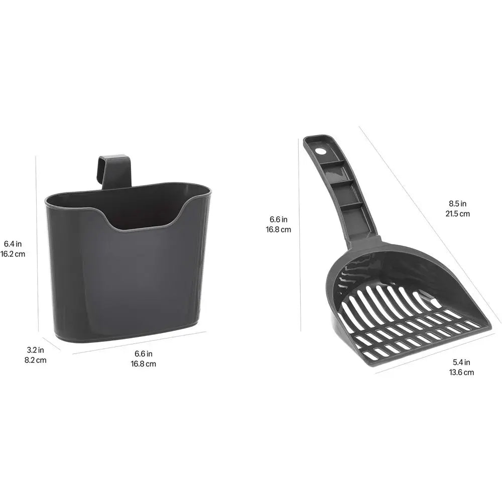 Durable Cat Litter Scoop with Holder, Hangs on Litter Box, Efficient Scooper