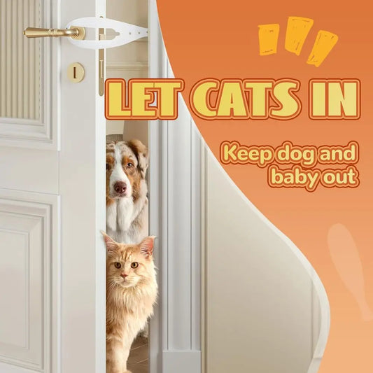 2 Pcs Cat Pet Door to Keep Dog Out of Litter Box and Food, Door Protector with 5 Adjustable Size Straps 2.5-6 Wide, No Measuring
