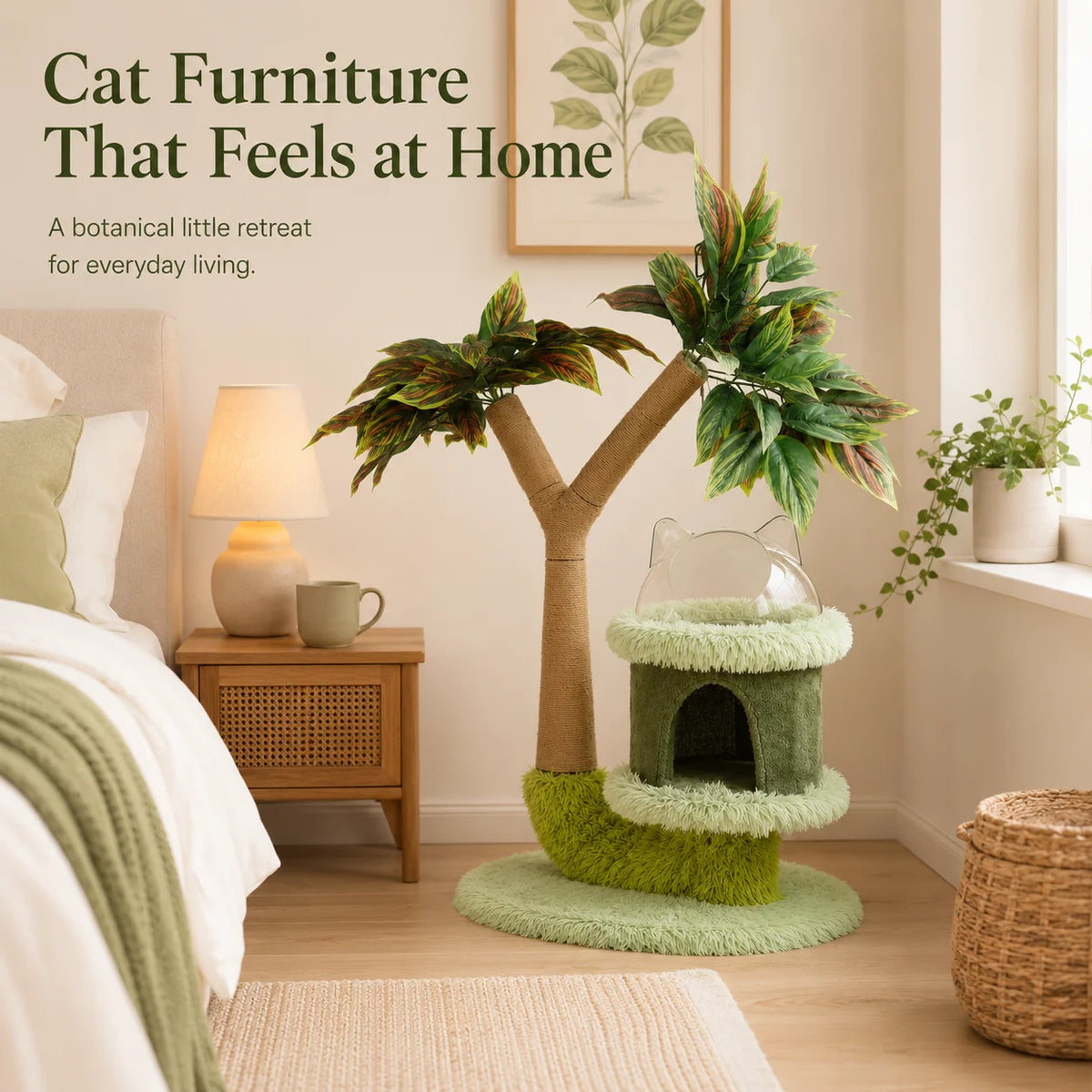 Premium Double Tier Cat Tree With Sisal Posts And Cozy Platform