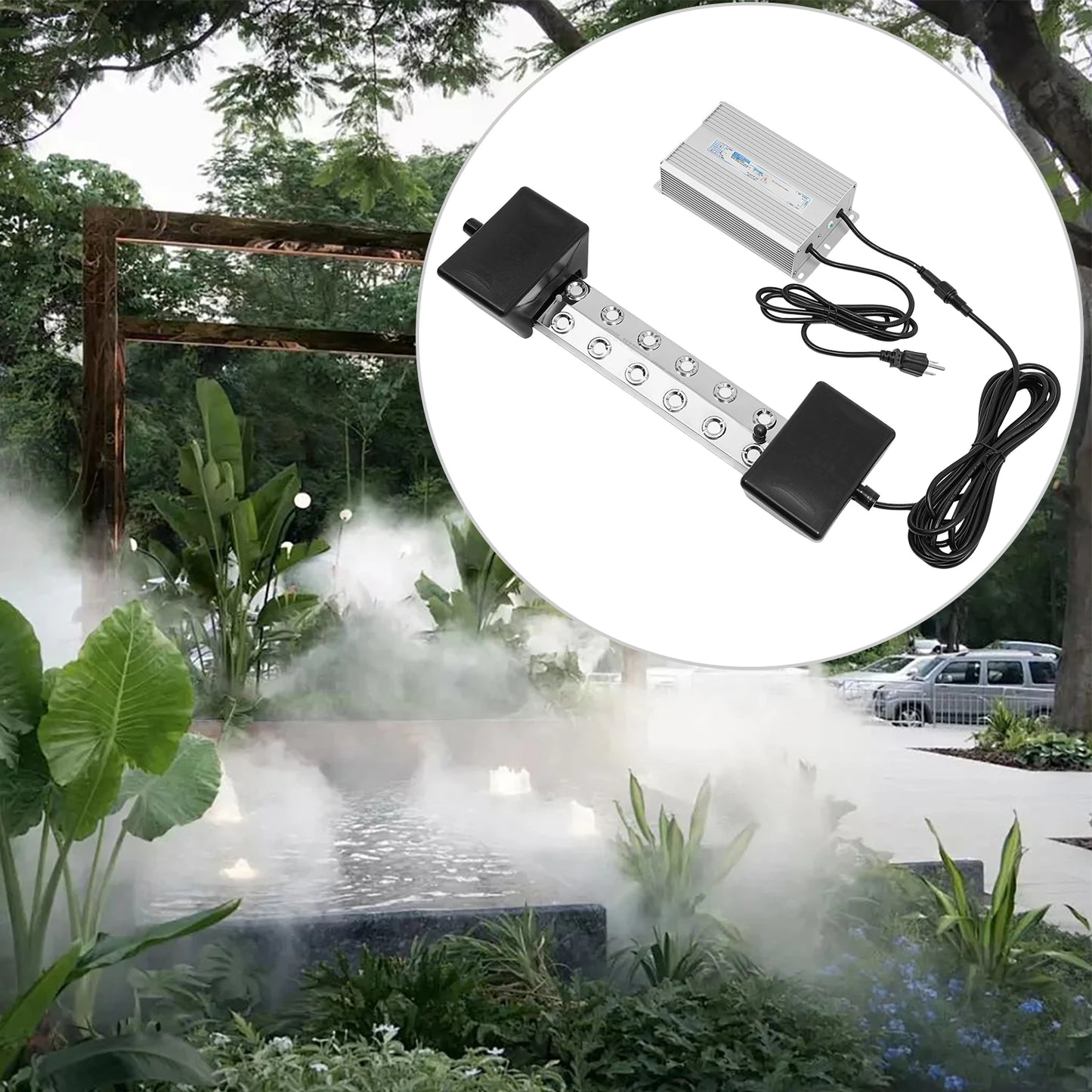 12 Heads High Pressure Mist Maker Atomizer, 110V IP67 Waterproof Power Supply with Auto Shut-Off for Pond Humidification Fog