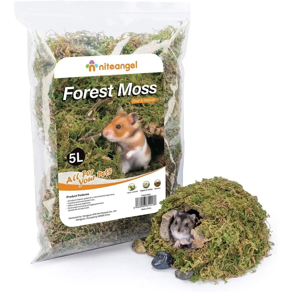 5L Natural Moss Bedding Nesting for Dwar Syrian Hamsters, Gerbils, Mice, Degus or Other Small Animals