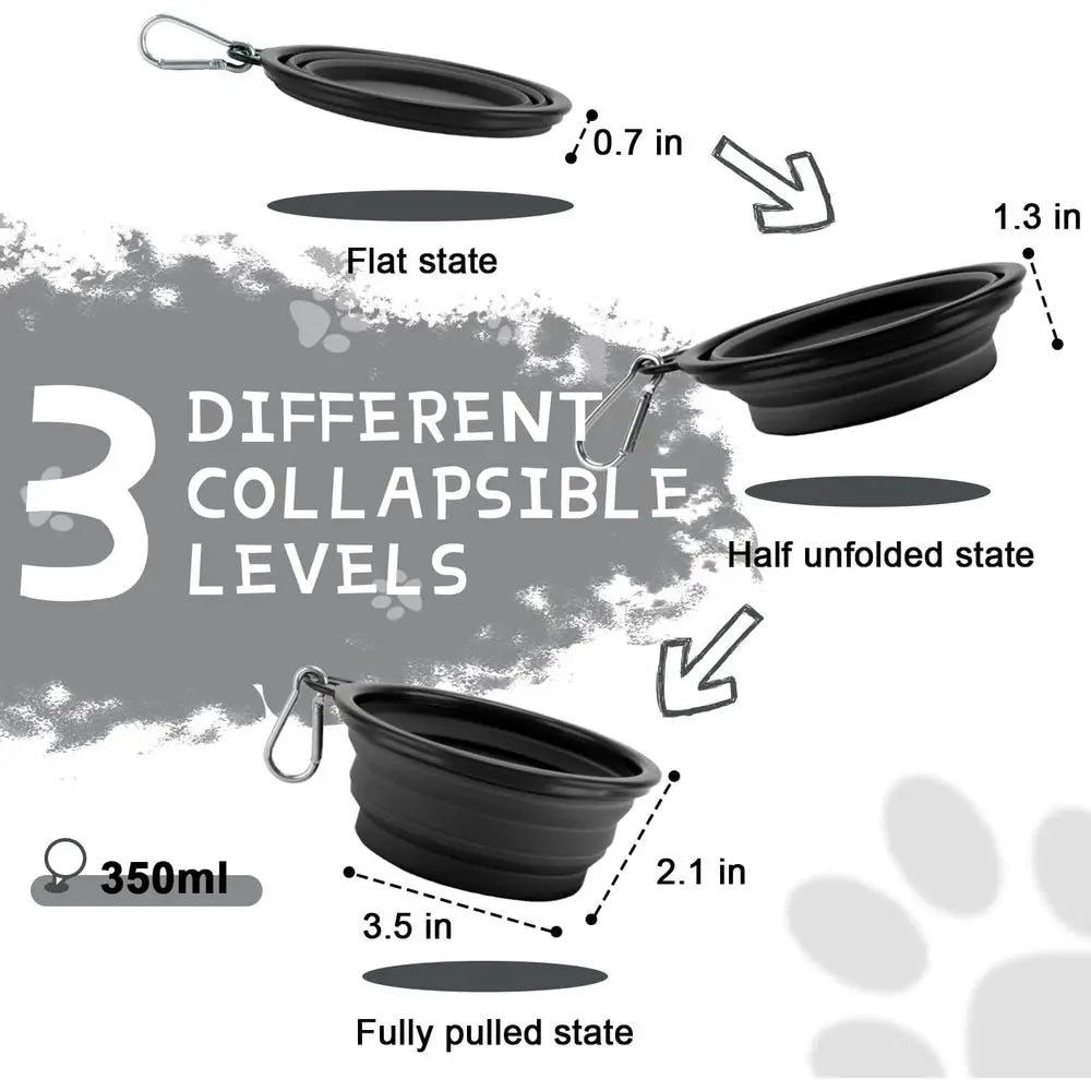 Collapsible Dog Bowls, 2-Pack Portable Water Bowl for Dogs Cats, Pet Feeding Watering Dish for Traveling Camping with Carabiners