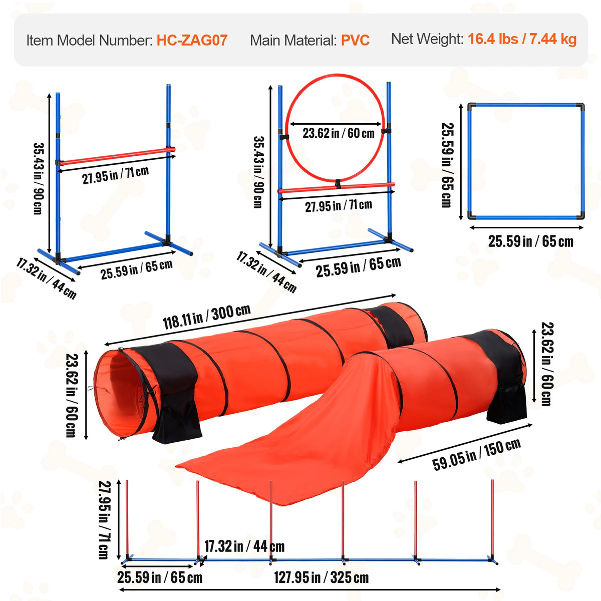 SucceBuy Dog Agility Training Equipment 4 PCS Set with Adjustable High Hurdles 6 Weave PolesJump Ring Square Pause Box Whistle