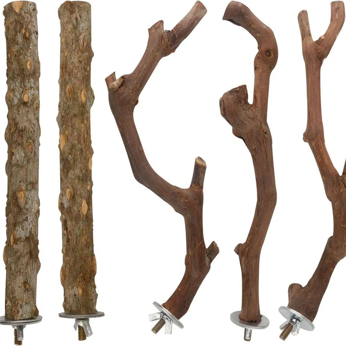 5PCS Wooden Parrot Stand Branch Made of Natural Trees Safe Branch for Small Parrot Birds