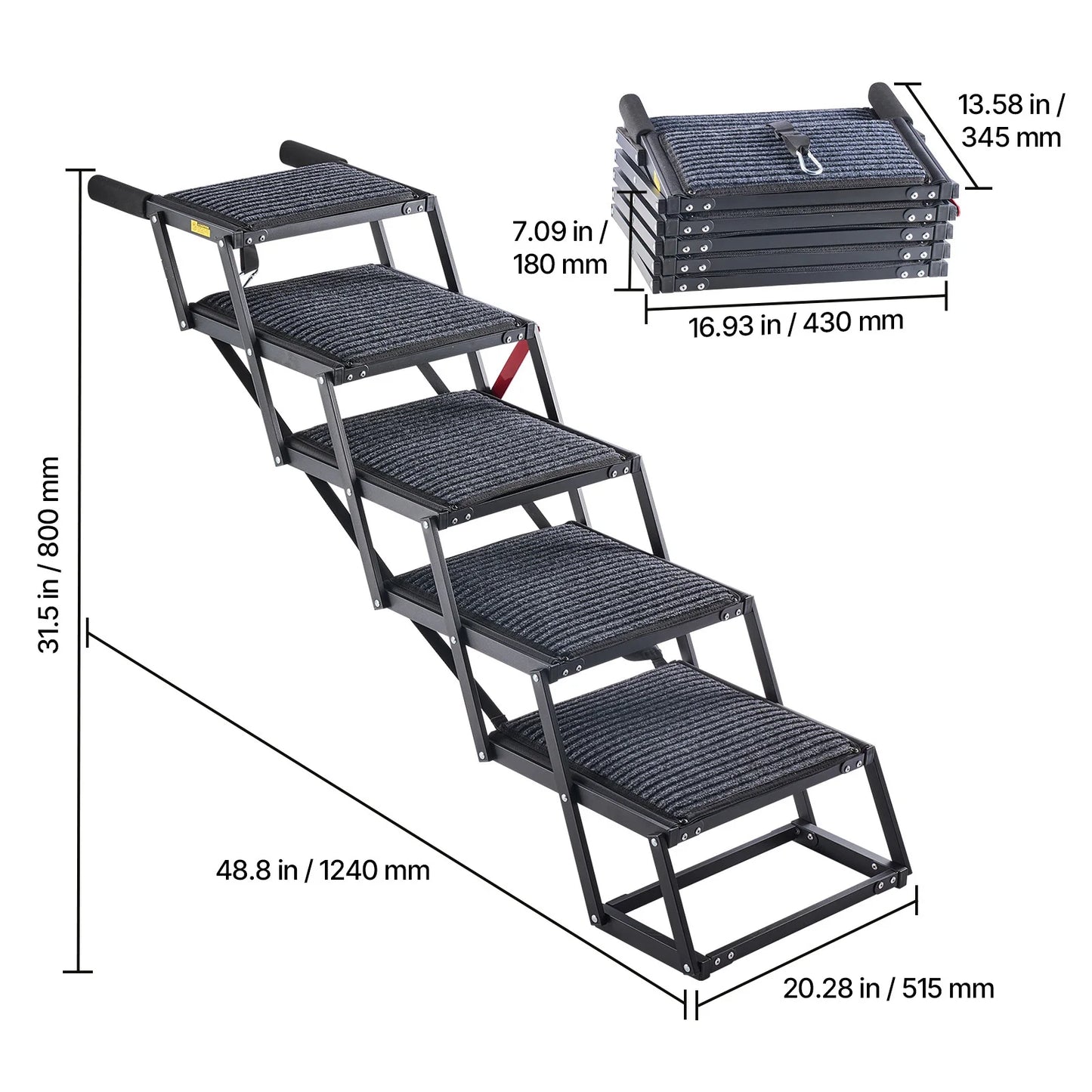 SucceBuy Dog Stairs for Car 4/5 Steps Extra Wide Foldable Dog Ramp for Large Dogs Portable Lightweight Pet Ladder for Car Truck