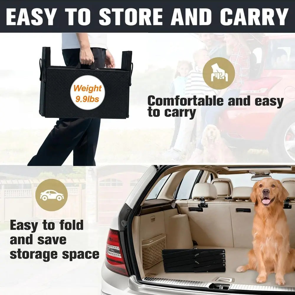 Dog Steps for Cars, Trucks, SUVs, High Traction Surface, Portable Waterproof Dog Stairs for Large Dogs, Supports Up to 200 lbs,