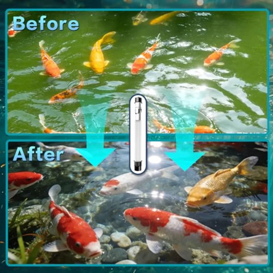 Pond UV Light 100-1200 Gallon, Aquarium UV Light, UV Water Clarifier for Koi Pond, Cold Plunge, Aquarium, Swimming Pool, Spa an