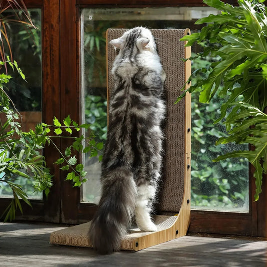 Cat scratching post, L-shaped cat scratching board, wall-mounted vertical cat scratching post, indoor cat scratching post toy wi