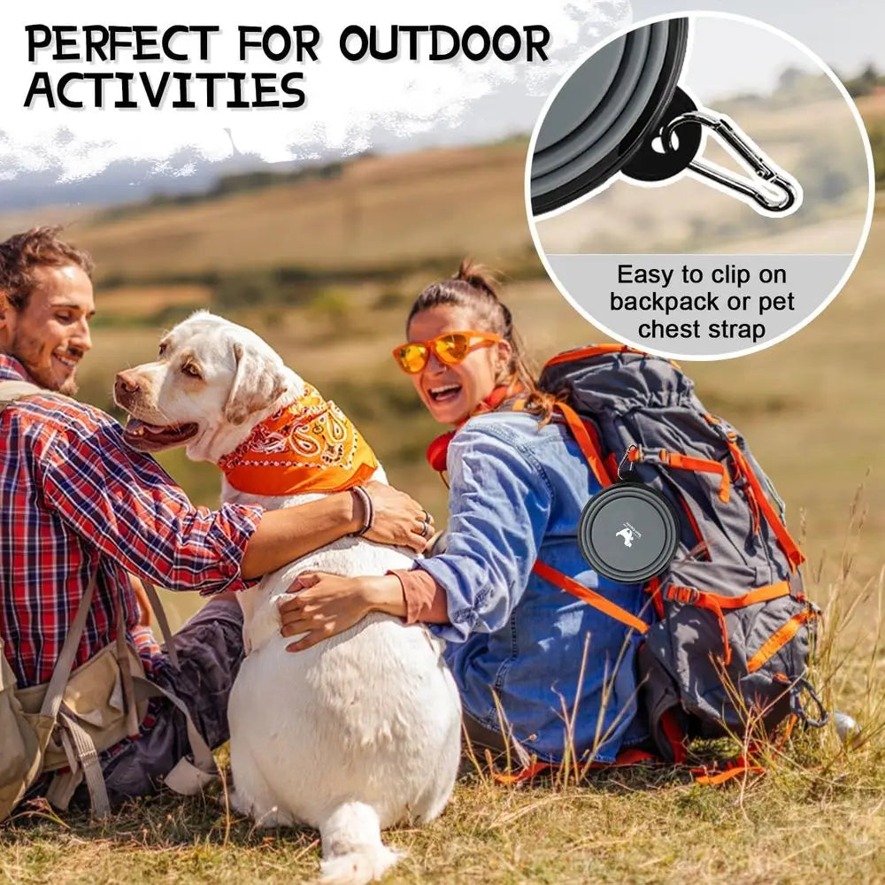 Collapsible Dog Bowls, 2-Pack Portable Water Bowl for Dogs Cats, Pet Feeding Watering Dish for Traveling Camping with Carabiners