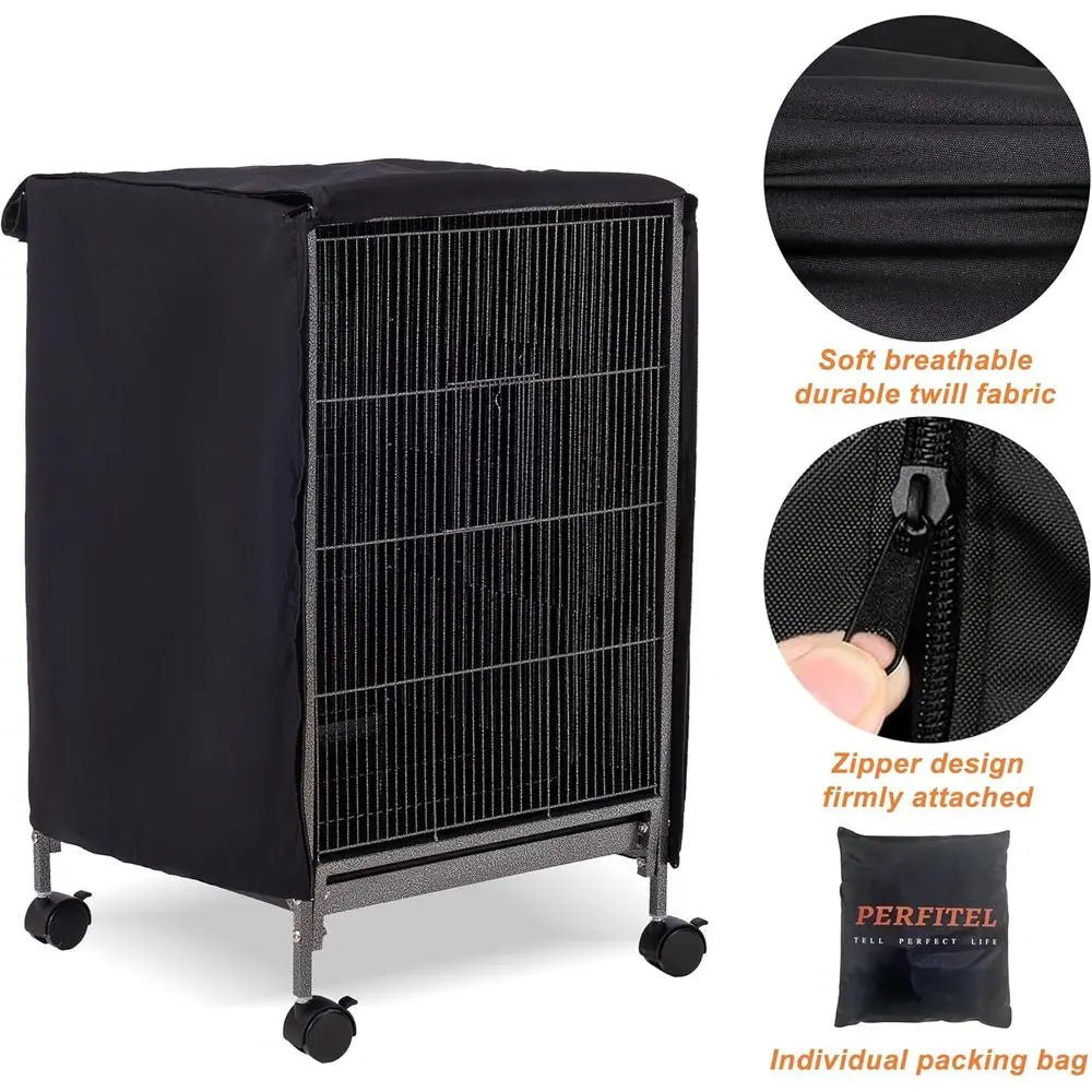 Small Bird Cage Cover Black Night Black-Out Cover Birdcage with Roo Top Durable Breathable Washable Material (17.9 L x 17.9 W x