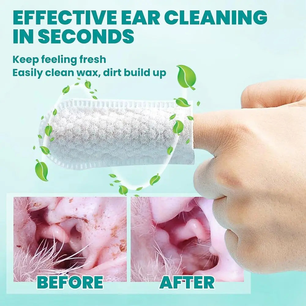 Ear Cleaner Wipes 60 Counts, Dog Ear Cleaner, Grooming Kit Care for Dogs and Cats, Soft & Easy Otic Cleaning Pads, Remove Wax, D
