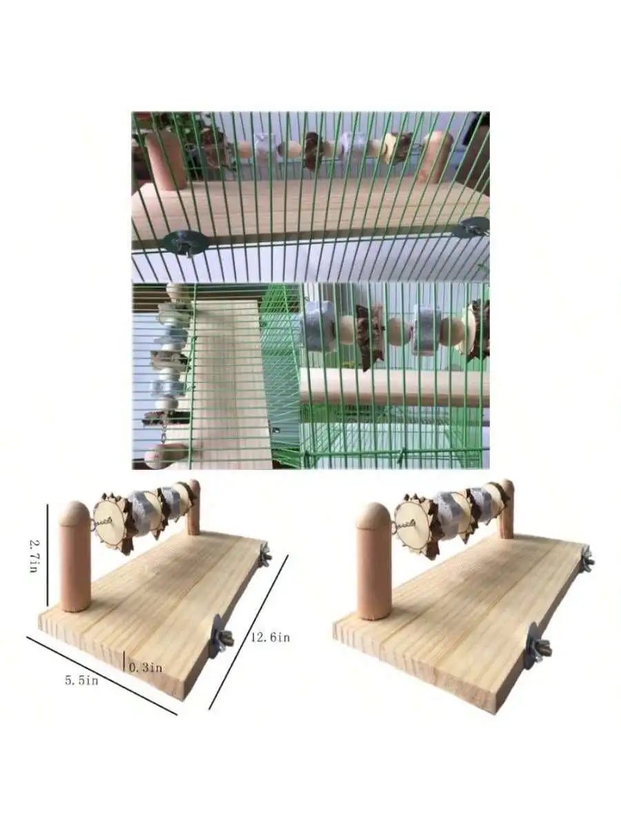 Wooden Pet Ledge Platform With Chew Toy For Hamster Chinchilla Guinea Pig