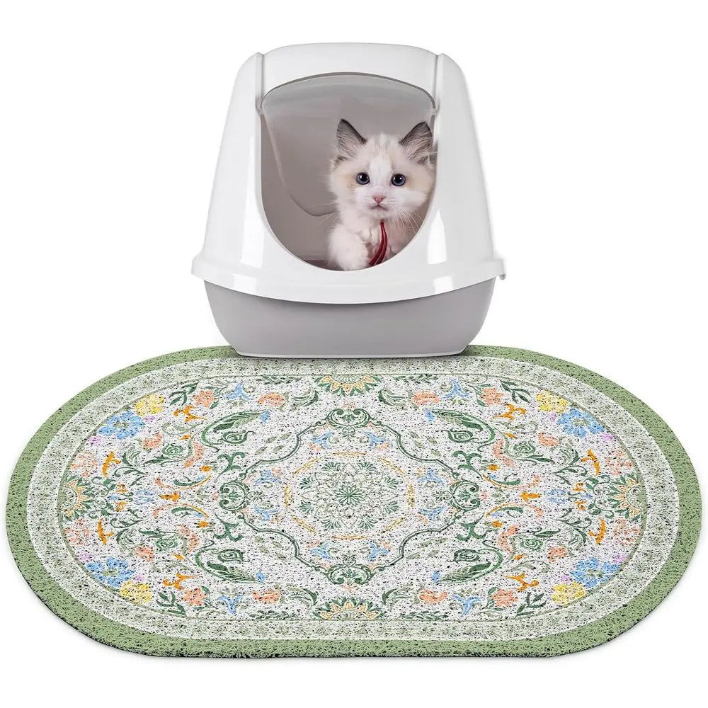 Litter Mat, 24 x 15 Litter Box Mat Rug with Non-Slip Bottom, Urine and Water Proof, Easy to Clean Cat Supplies Essentials for In