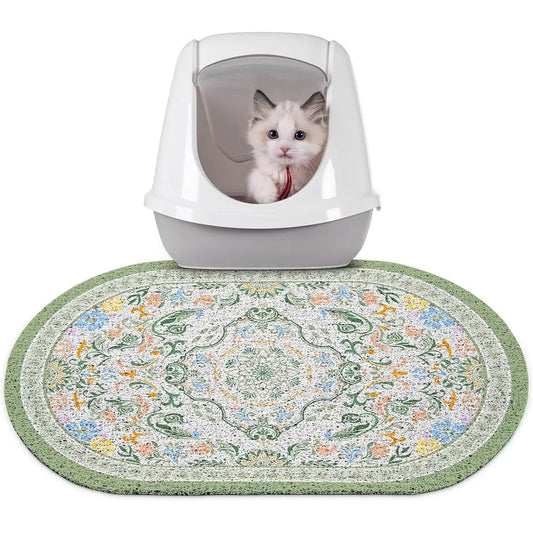 Litter Mat, 24 x 15 Litter Box Mat Rug with Non-Slip Bottom, Urine and Water Proof, Easy to Clean Cat Supplies Essentials for In