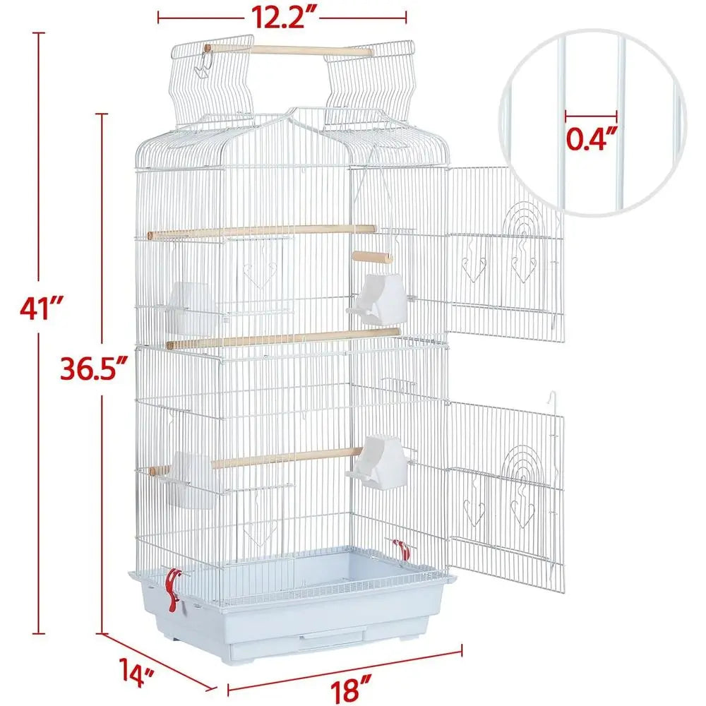 41-Inch Portable Hanging Light Bird Cage for Small Parrots, Cockatiels, Sun Conures, Green Cheek Conures, Canaries, Budgies, Lov