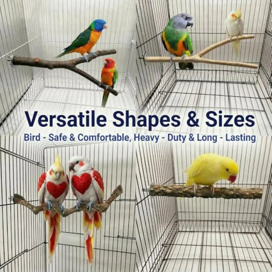 8PCS Natural Bird Perches for Cage, Parakeet Perches Set, Birds Toys, Natural Wood Perch for Small Birds Cages, Bird Cage Acces