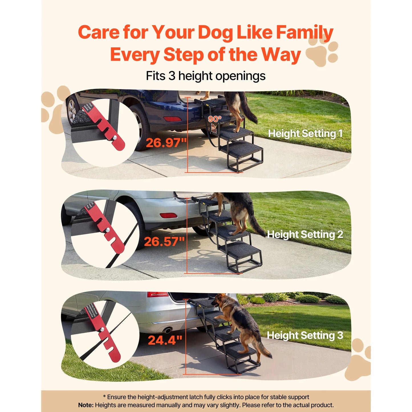 SucceBuy Dog Stairs for Car 4/5 Steps Extra Wide Foldable Dog Ramp for Large Dogs Portable Lightweight Pet Ladder for Car Truck